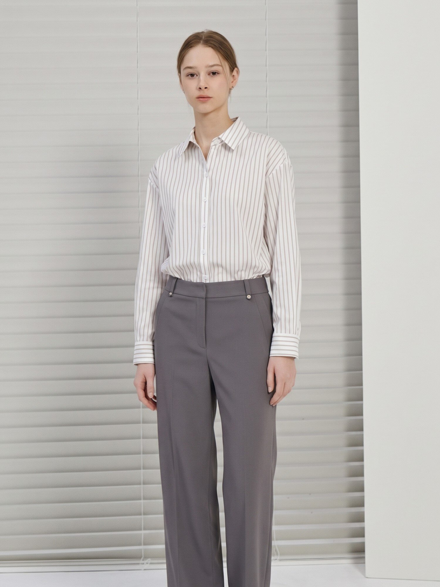 루즈핏 스트라이프 셔츠 블라우스 (STRIPE BEIGE)