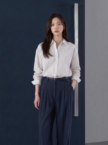 루즈핏 스트라이프 셔츠 블라우스 