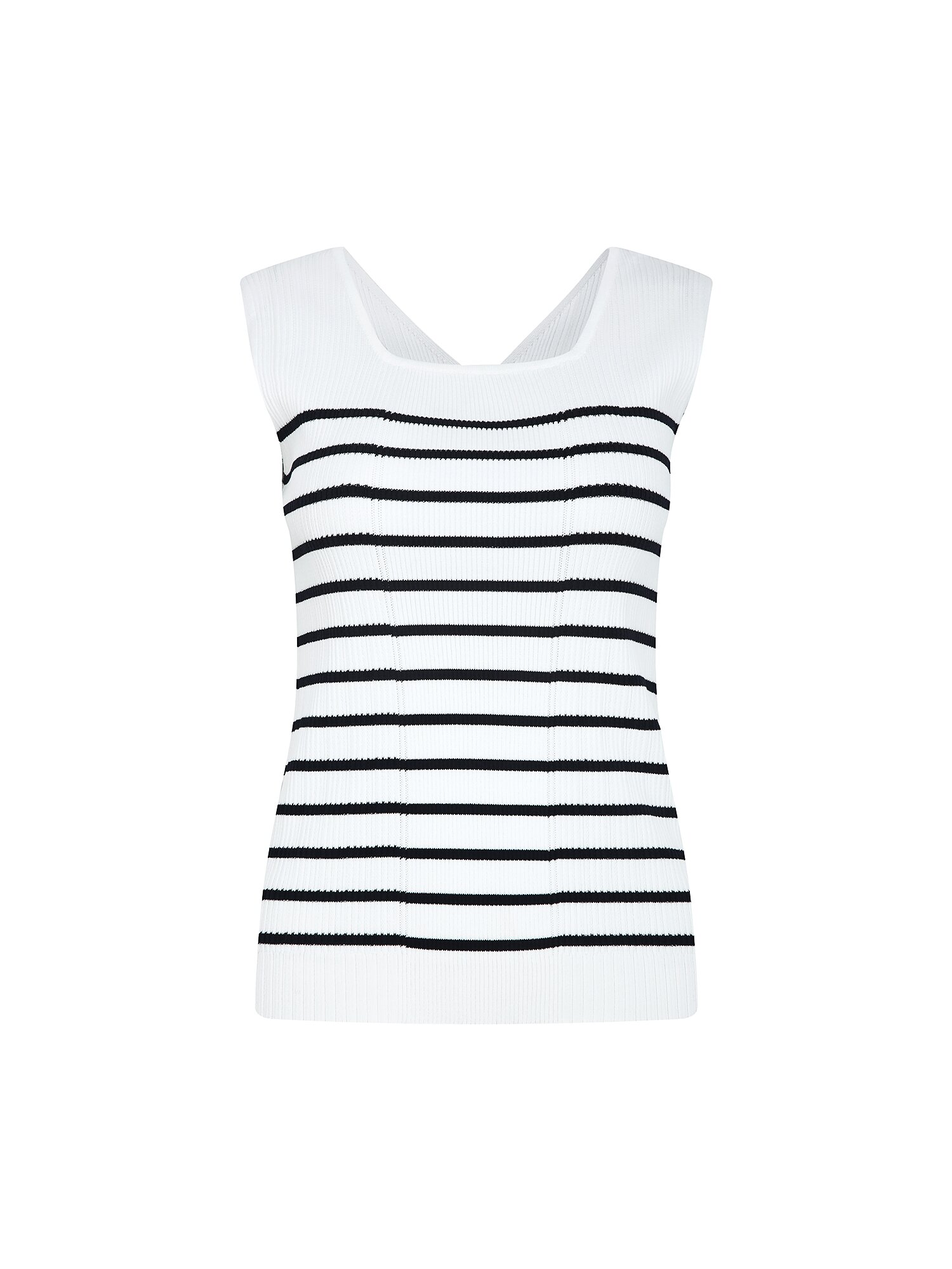 골지 투웨이 슬리브리스 니트 (STRIPE IVORY)