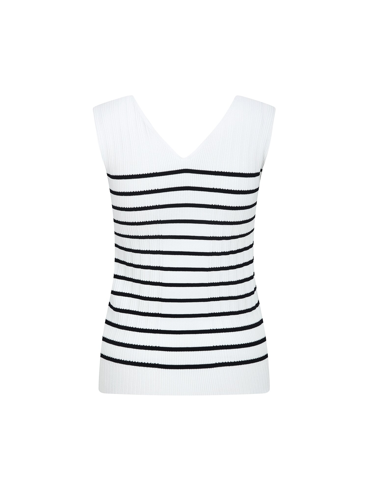 골지 투웨이 슬리브리스 니트 (STRIPE IVORY)