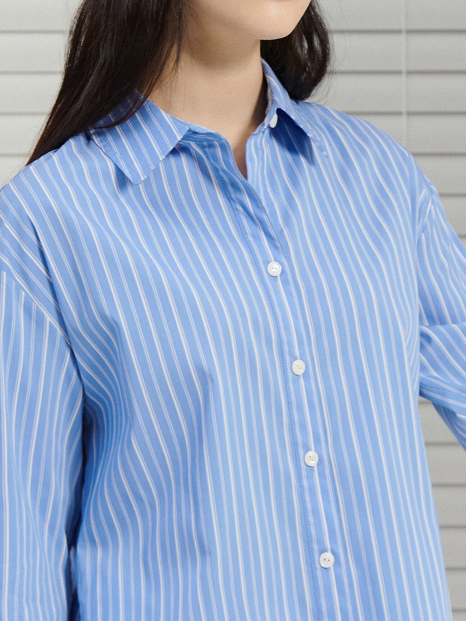 루즈핏 스트라이프 셔츠 블라우스 (STRIPE BLUE)