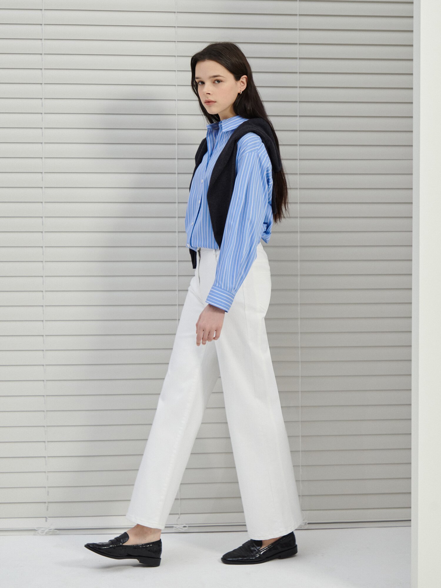 루즈핏 스트라이프 셔츠 블라우스 (STRIPE BLUE)