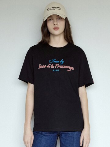 이네스 레터링 반팔티셔츠 블랙 IFDTS00601