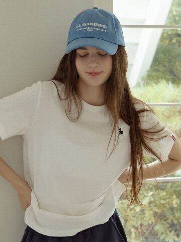 밤비 자수 반팔티셔츠 아이보리 IFDTS00302