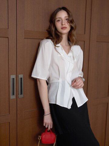 실키 스트랩 볼륨블라우스_WHITE