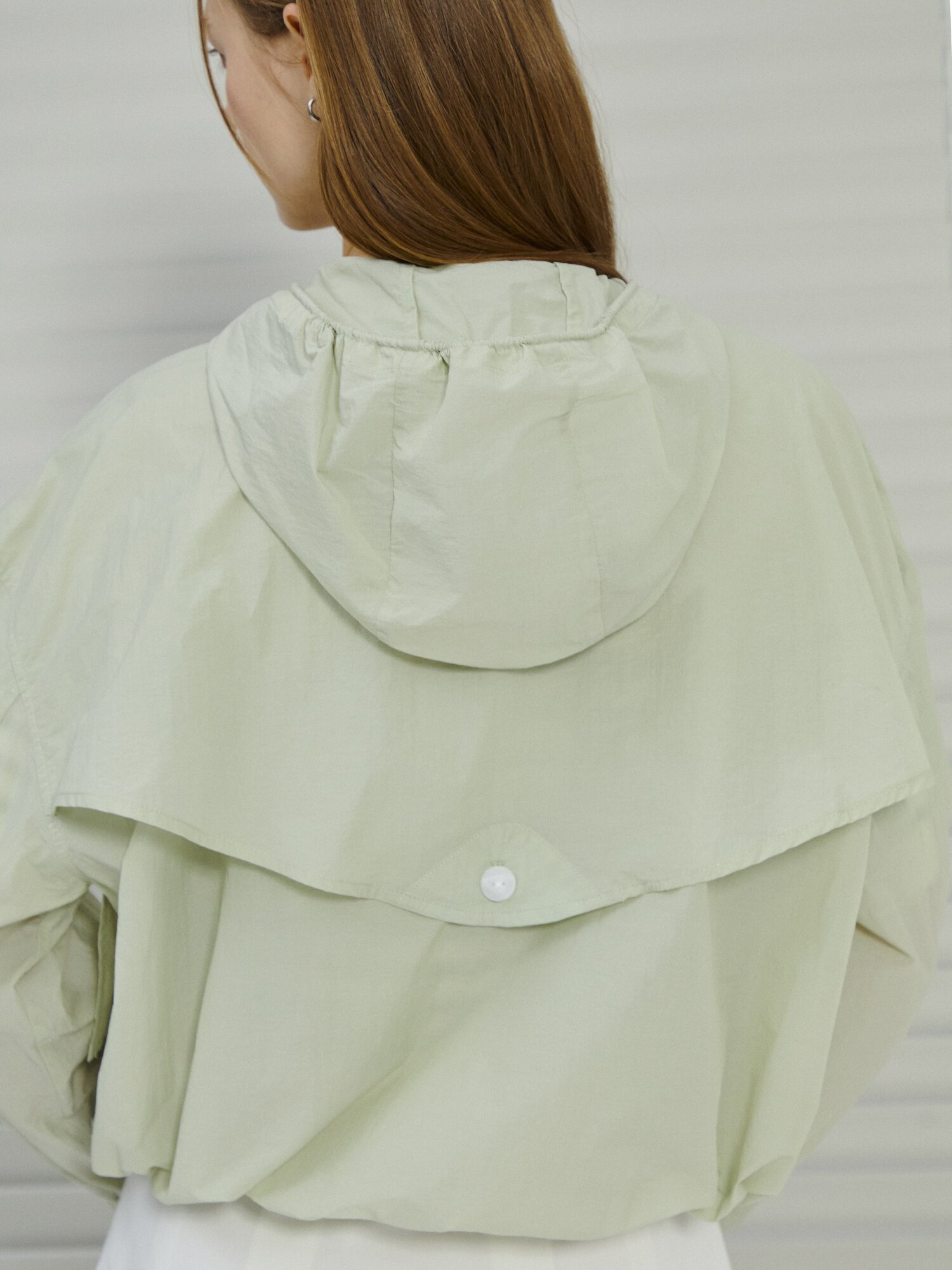 코튼 스트링 후드 집업 점퍼 (MINT)