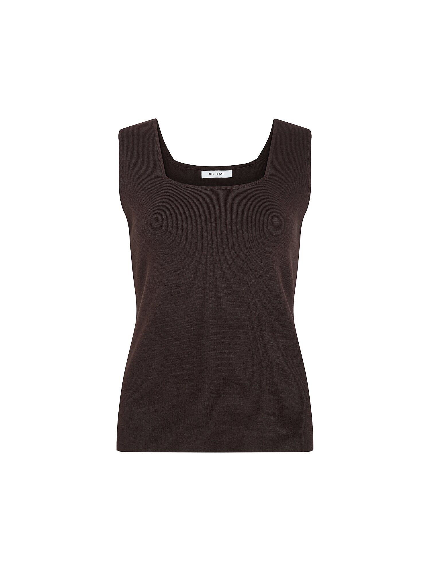 슬리브리스 스퀘어넥 니트 (DARK BROWN)