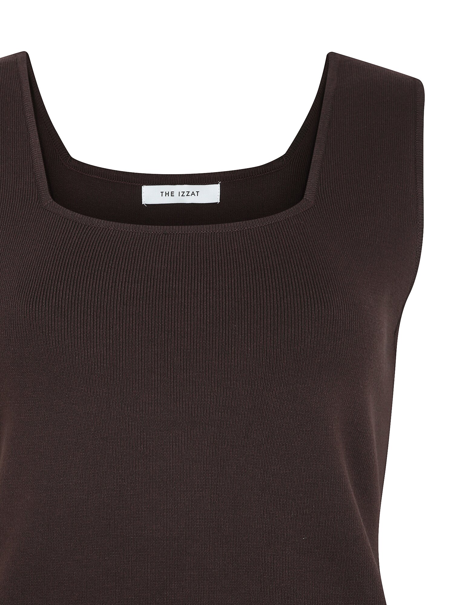 슬리브리스 스퀘어넥 니트 (DARK BROWN)