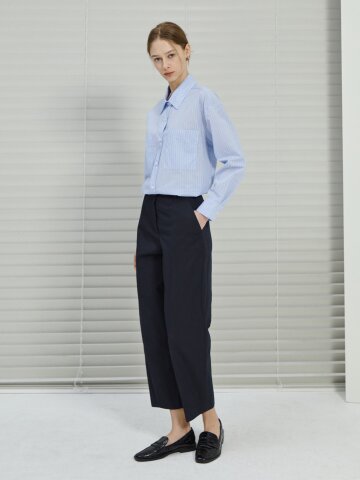 코튼 배기핏 크롭 팬츠 