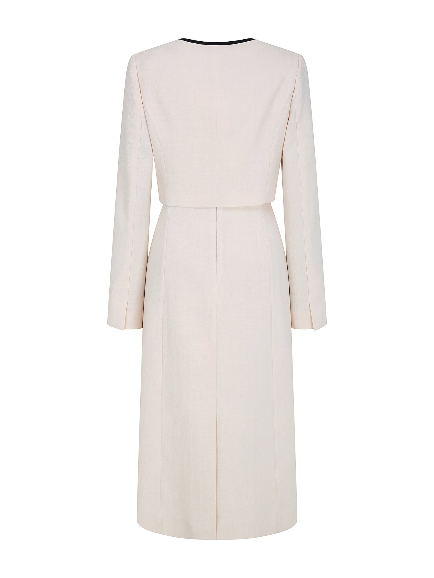 배색 A라인 원피스 +재킷 세트 (LIGHT BEIGE)