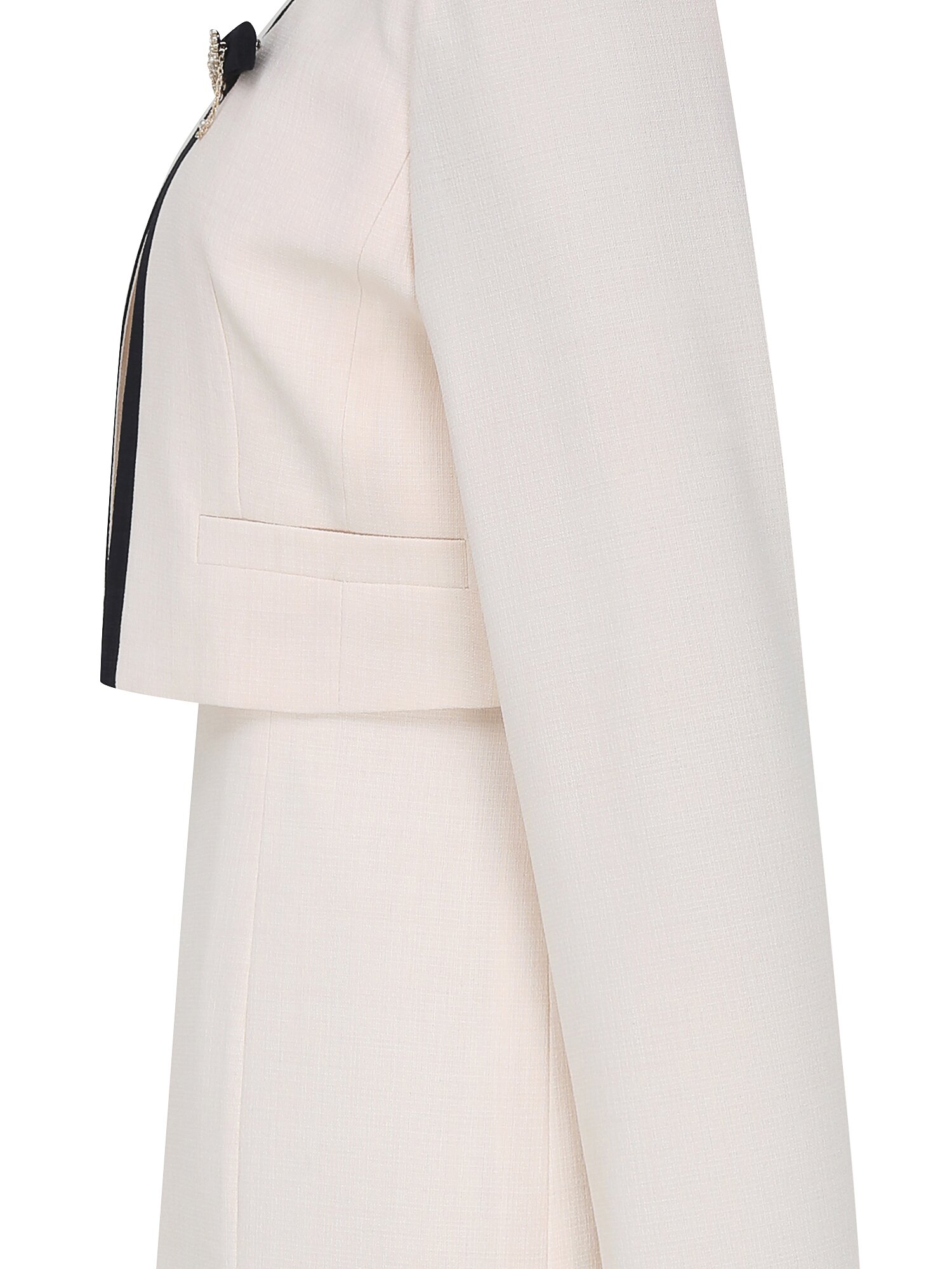 배색 A라인 원피스 +재킷 세트 (LIGHT BEIGE)