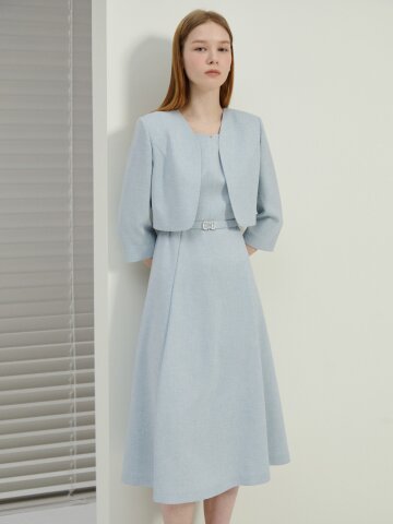 하트넥 플레어 원피스 +재킷 세트 