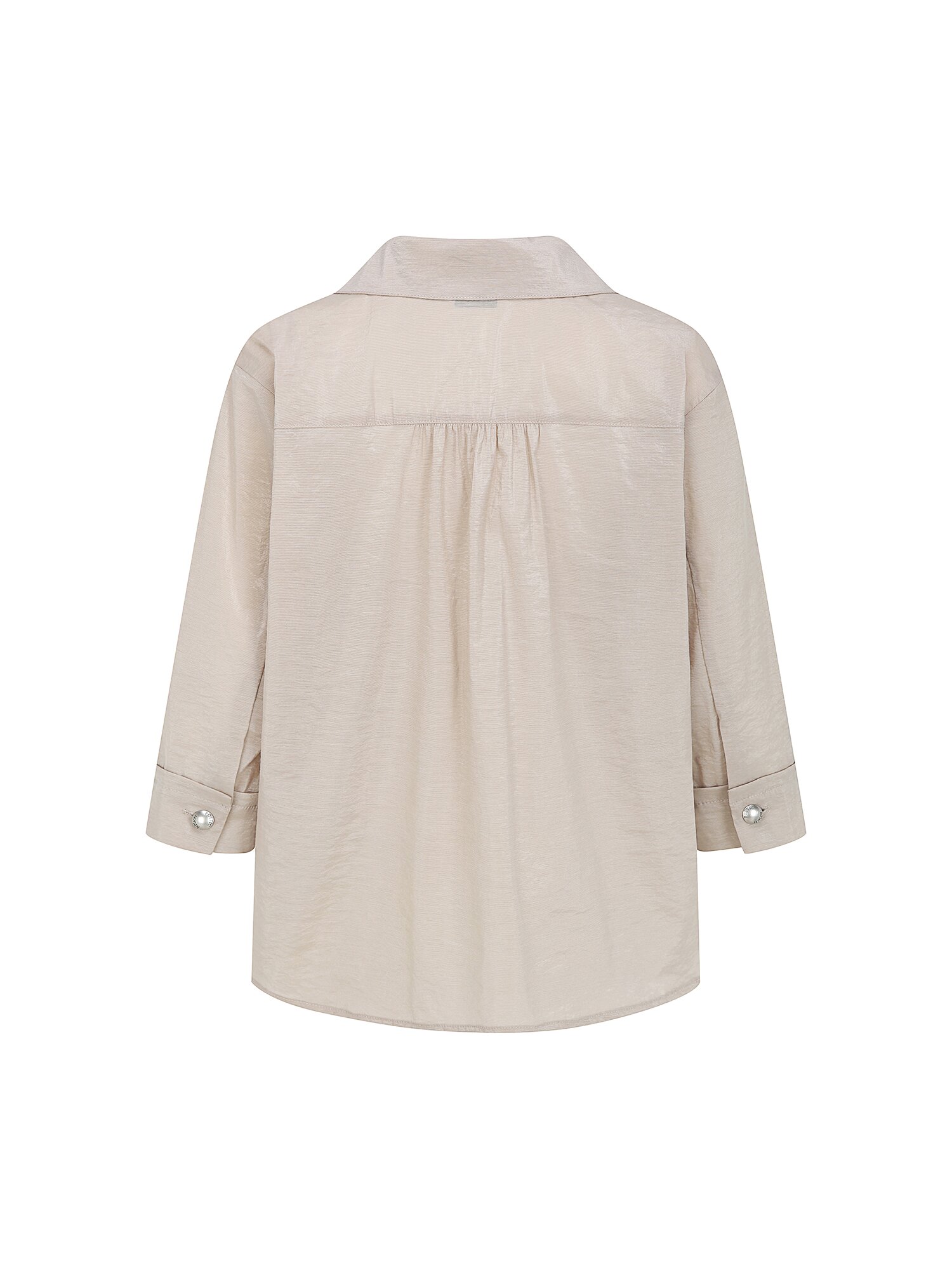 글로시 오픈 칼라 블라우스 (BEIGE)