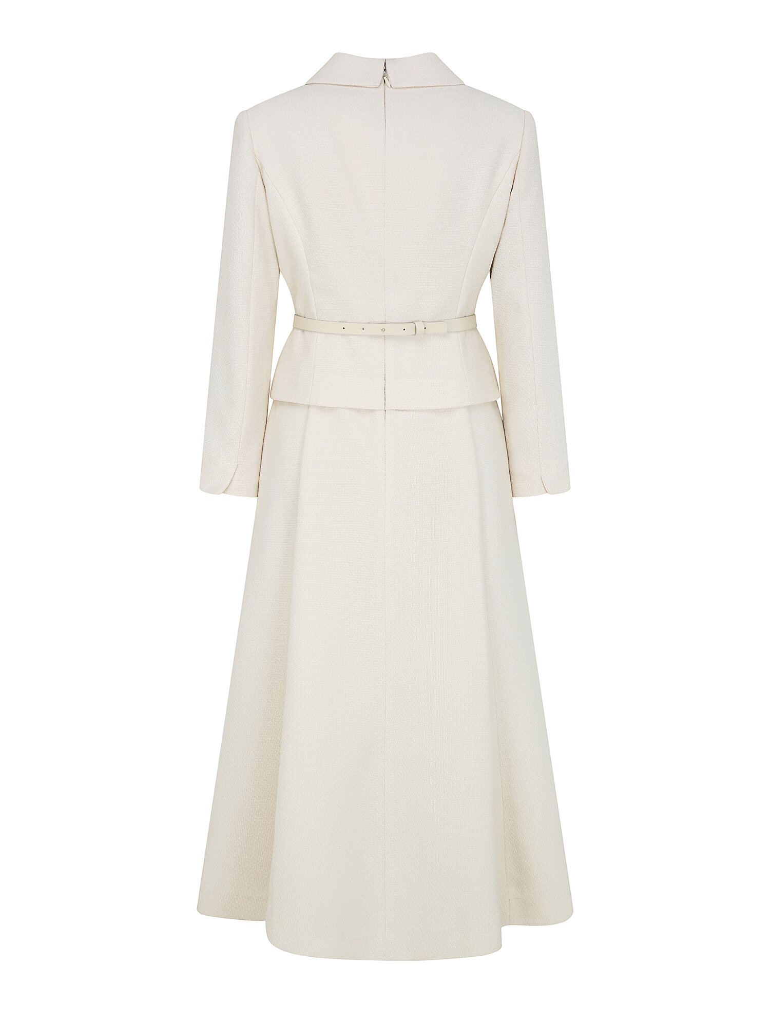 오픈 칼라 재킷 플레어 원피스 (LIGHT BEIGE)