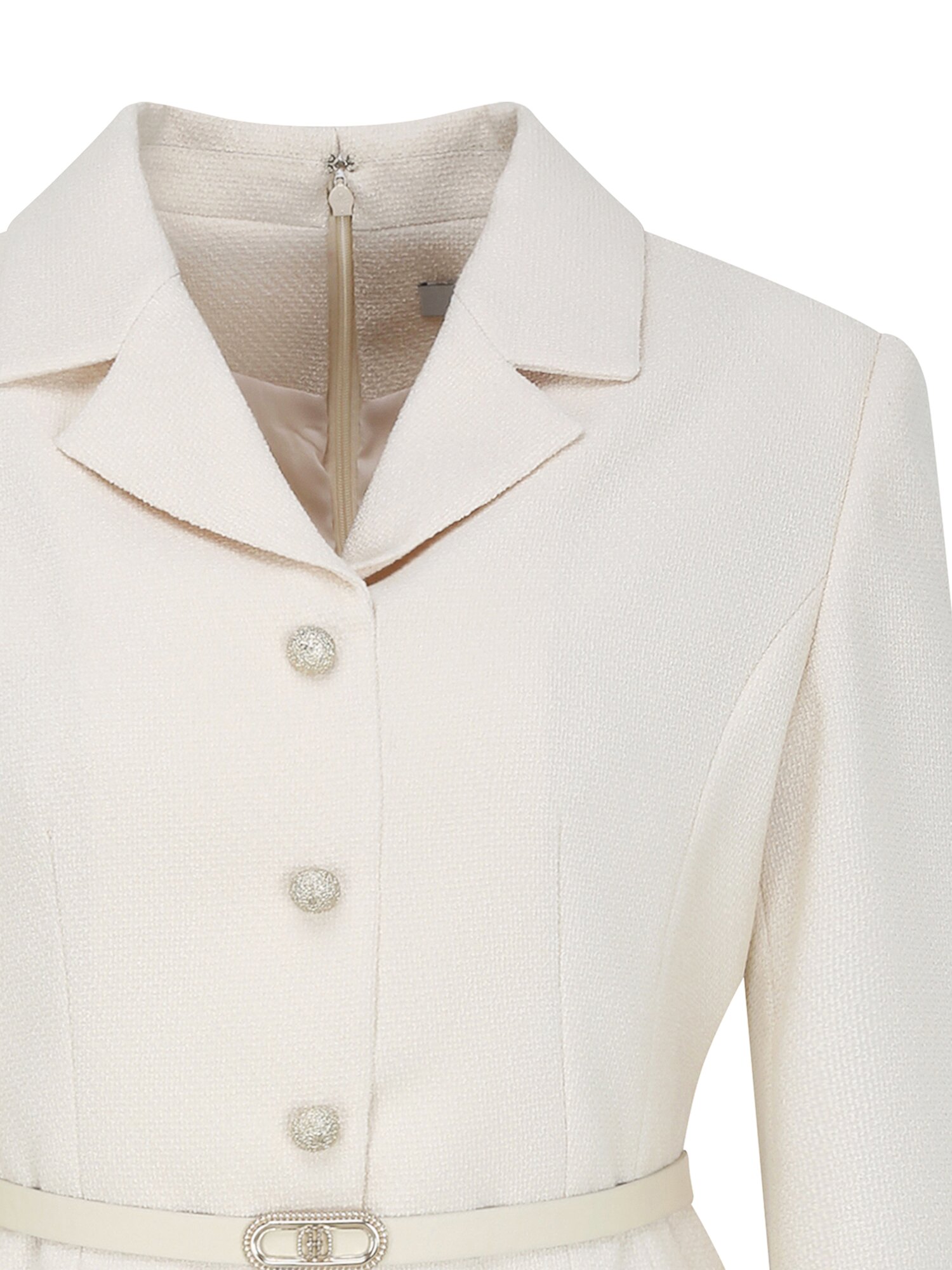 오픈 칼라 재킷 플레어 원피스 (LIGHT BEIGE)