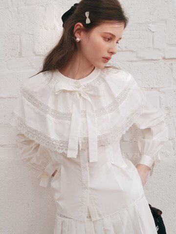 4/16일 예약배송_Cest_Romantic cape slim blouse