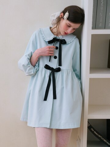 5/11 예약배송_Cest_Ribbon doll collar mini dress coat