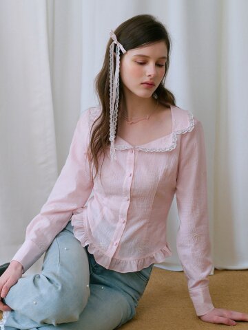 4/2일 예약배송_Cest_Frill collar slim blouse