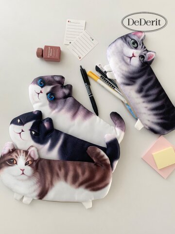 데데리트 귀여운 동물 고양이 프린트 필통 문구 필기구 펜케이스 파우치 학교 생일 친구 우정 커플 새학기 신학기 입학 선물