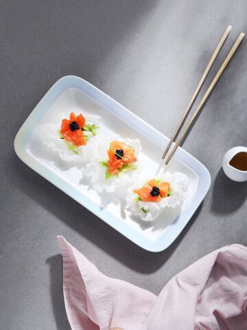 [1+1]오로라 직사각 생선 접시 계란말이 그릇 도자기
