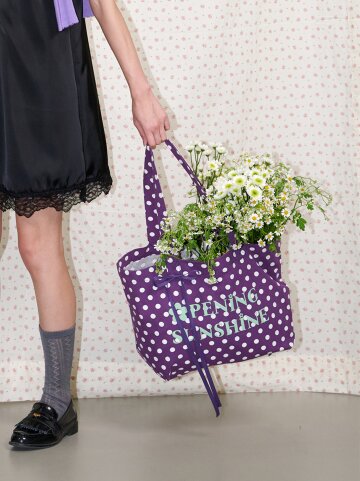 하트 포켓 빅 에코백 도트 퍼플