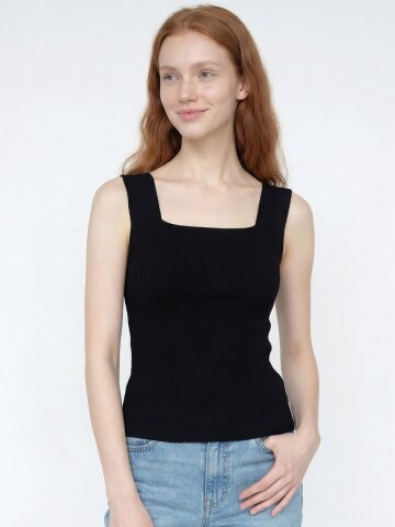 골지 스퀘어넥 니트 골지 민소매 4 COLORS S M