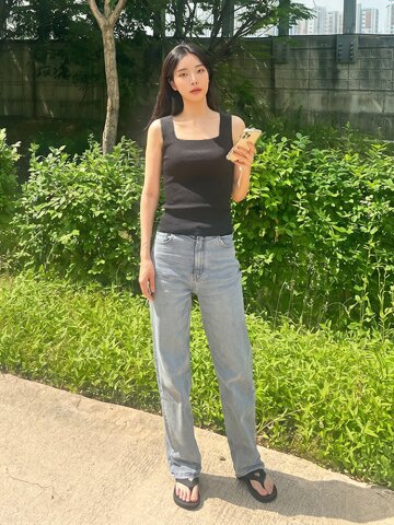 골지 스퀘어넥 니트 골지 민소매 4 COLORS S M