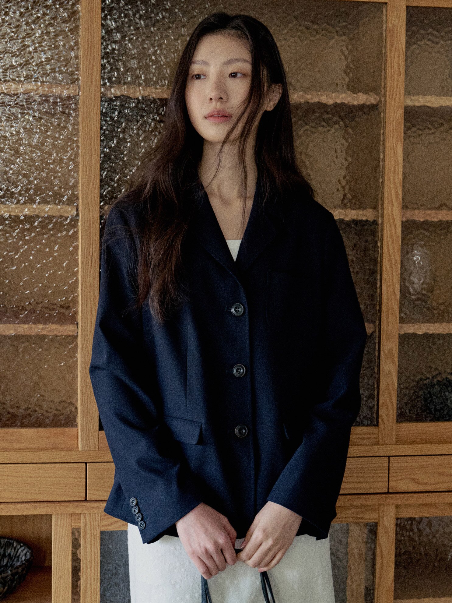 Calm Tailored Single Jacket_NAVY