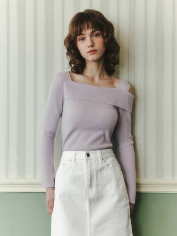 [4컬러] 라이트 언발란스 오프숄더 스웨터
