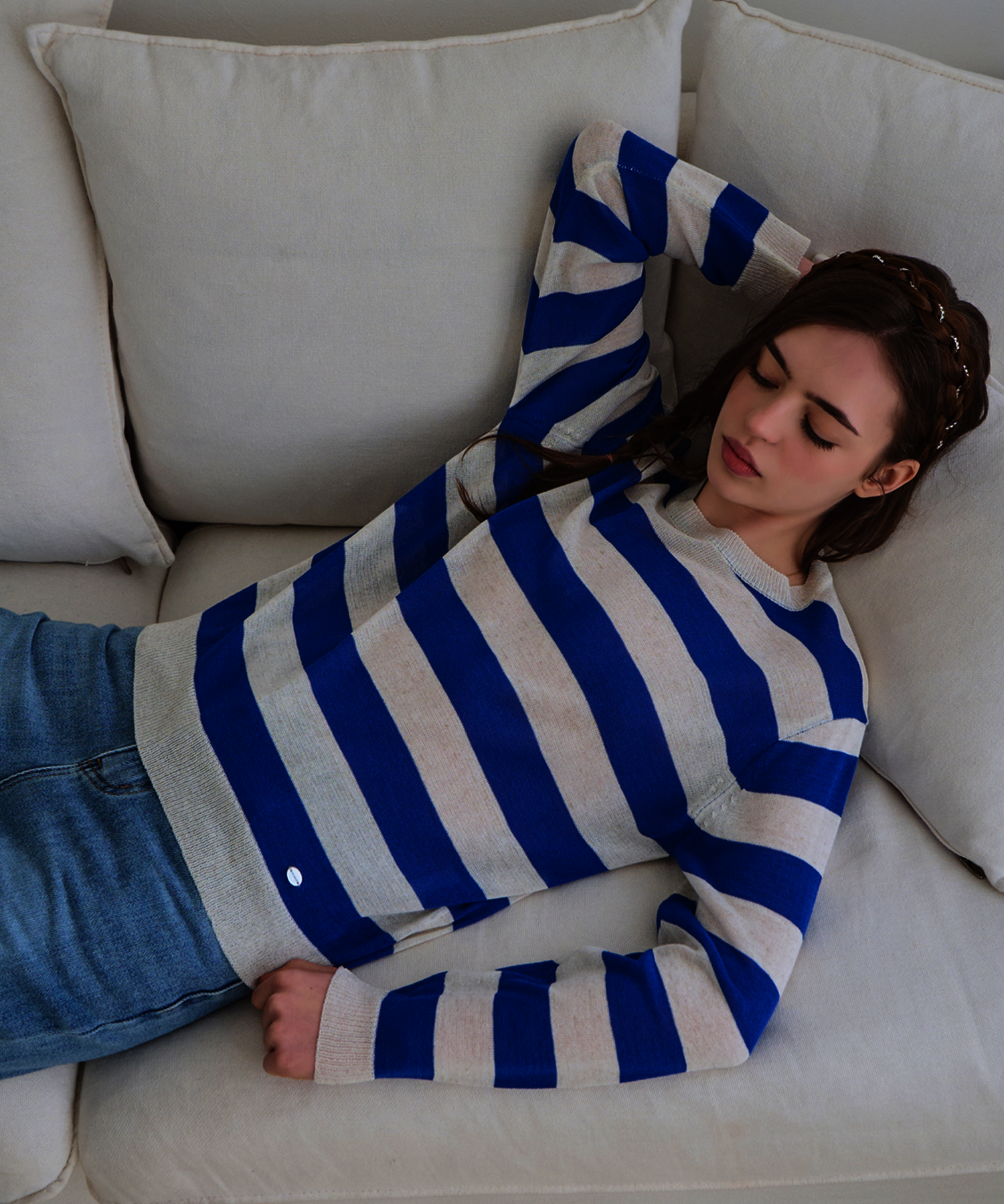 Stripe round-neck knit_4 Colors