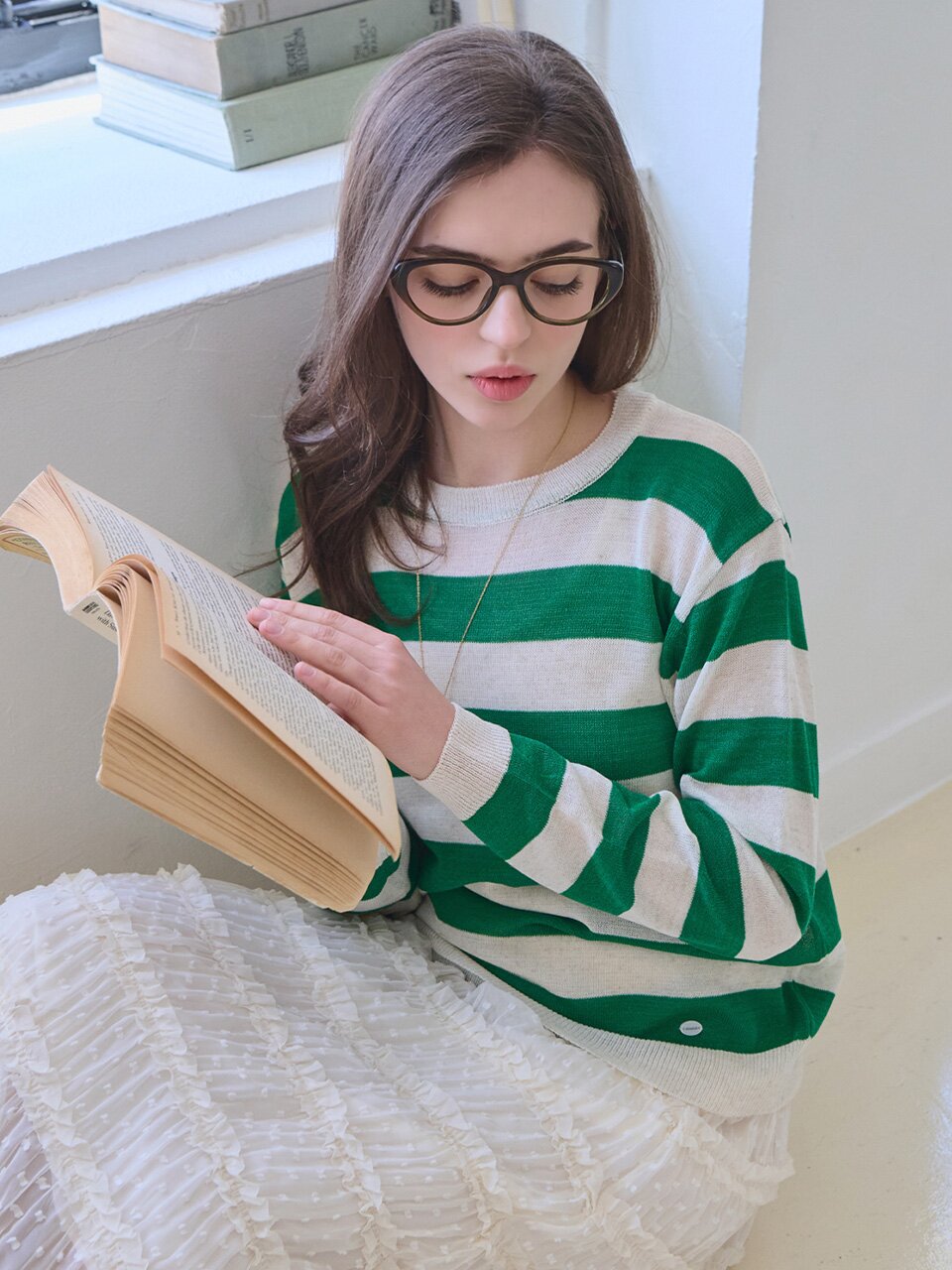 Stripe round-neck knit_4 Colors