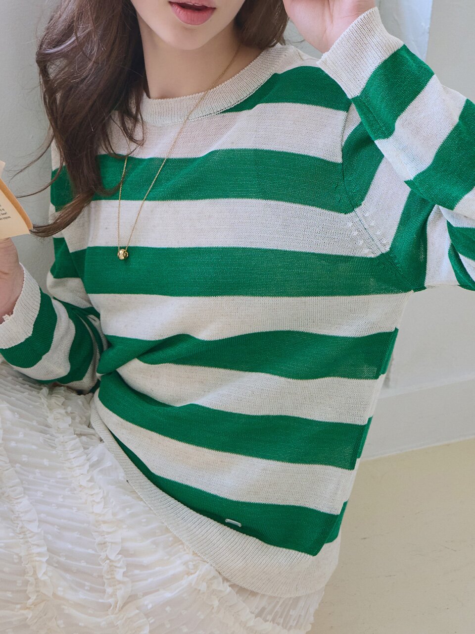 Stripe round-neck knit_4 Colors