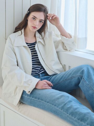 Modern zip-up blouson_2 Colors