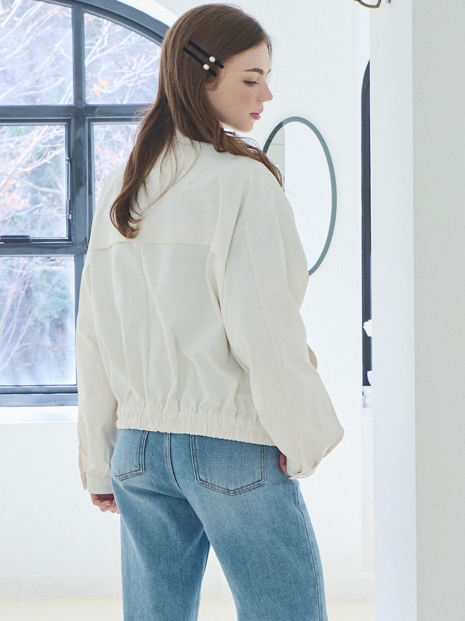 Modern zip-up blouson_2 Colors