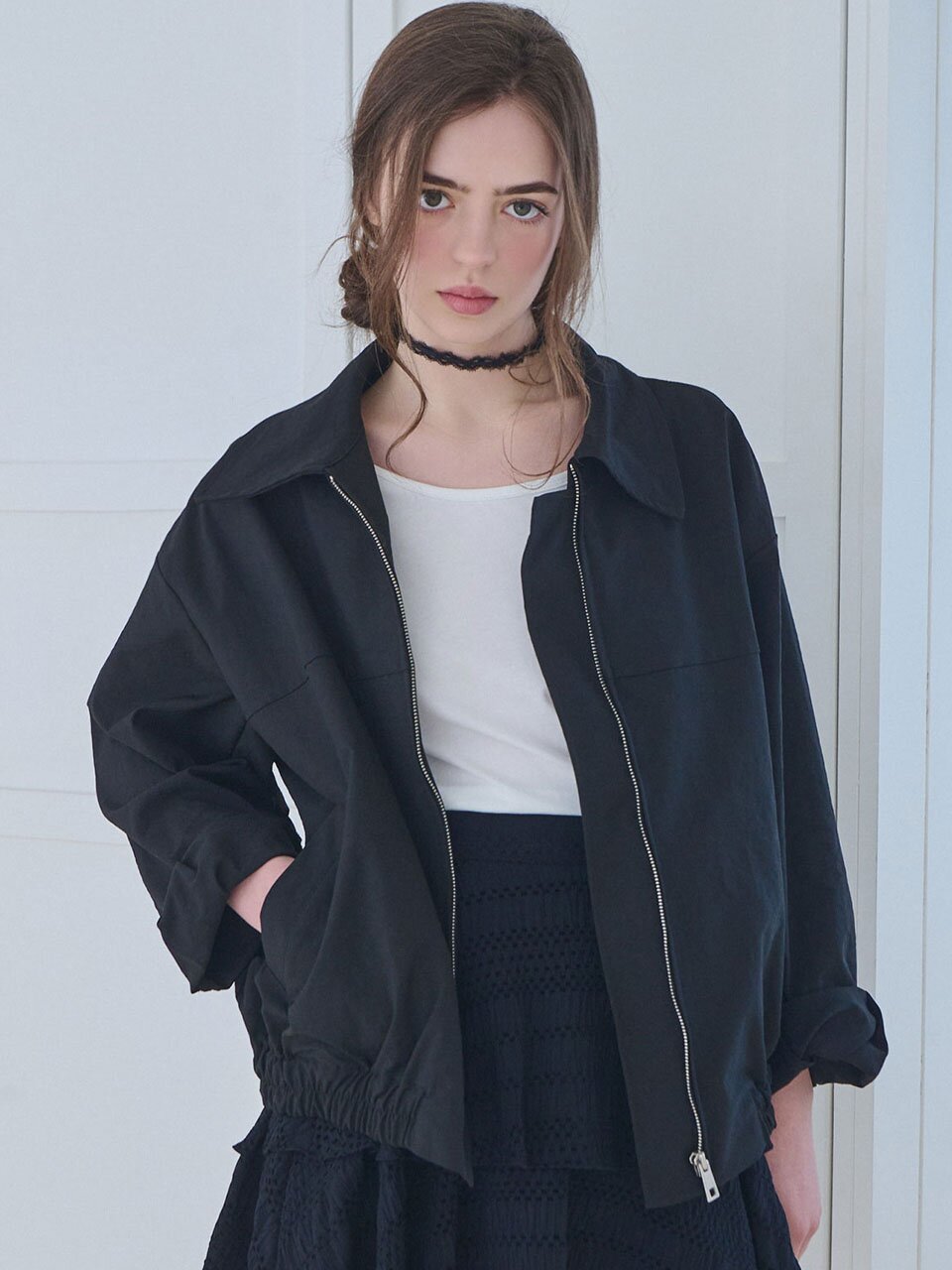 Modern zip-up blouson_2 Colors