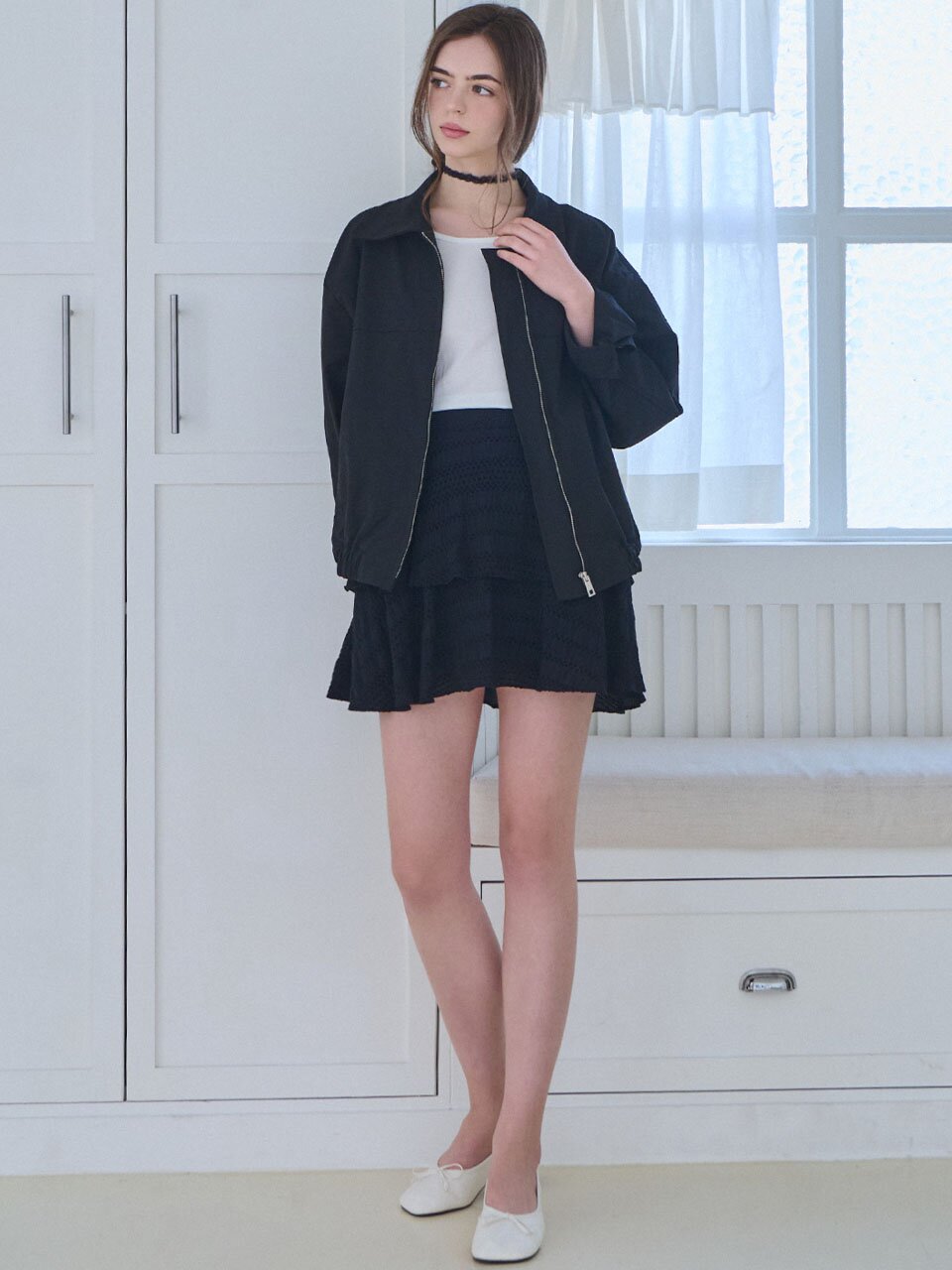 Modern zip-up blouson_2 Colors