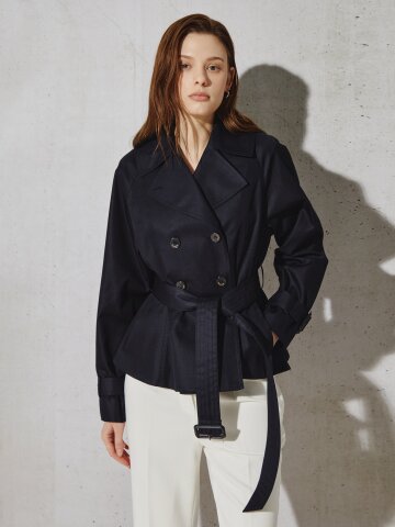 클래식 벨티드 플레어 숏 트렌치 