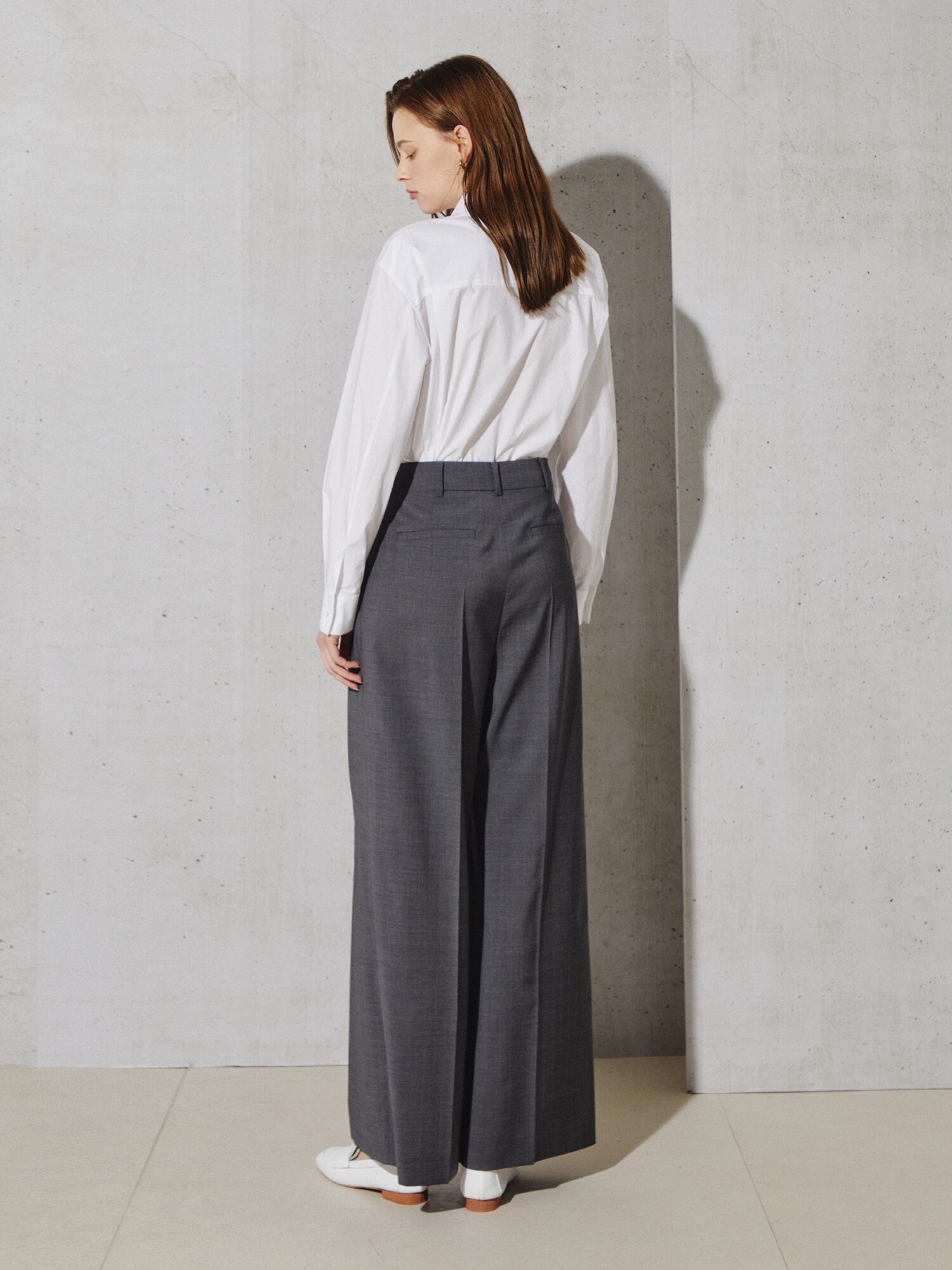 클래식 밸런스 와이드 슬랙스 (STRIPE GREY)