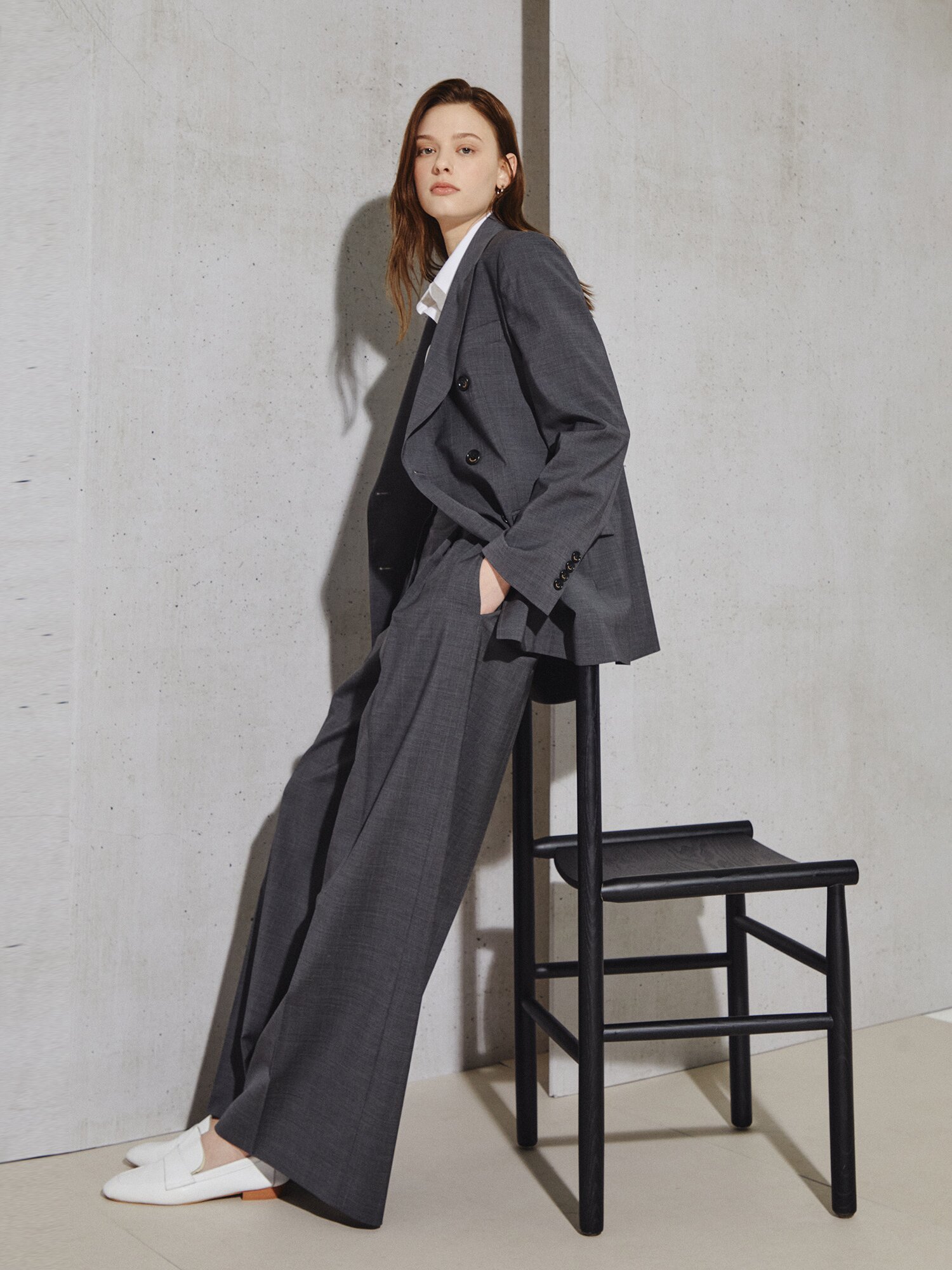 클래식 밸런스 와이드 슬랙스 (STRIPE GREY)