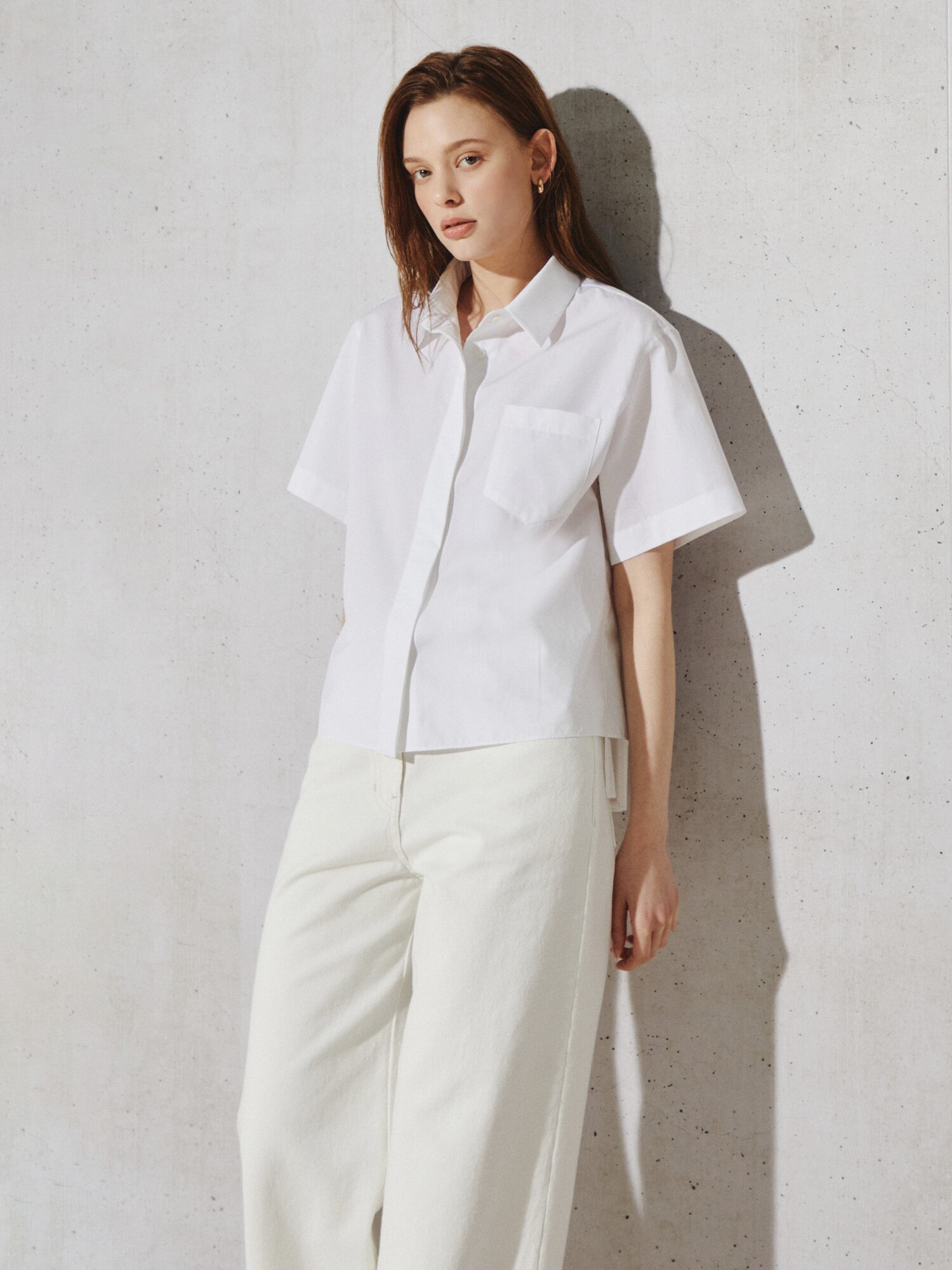 모던 백 플리츠 레이어드 블라우스 (WHITE)