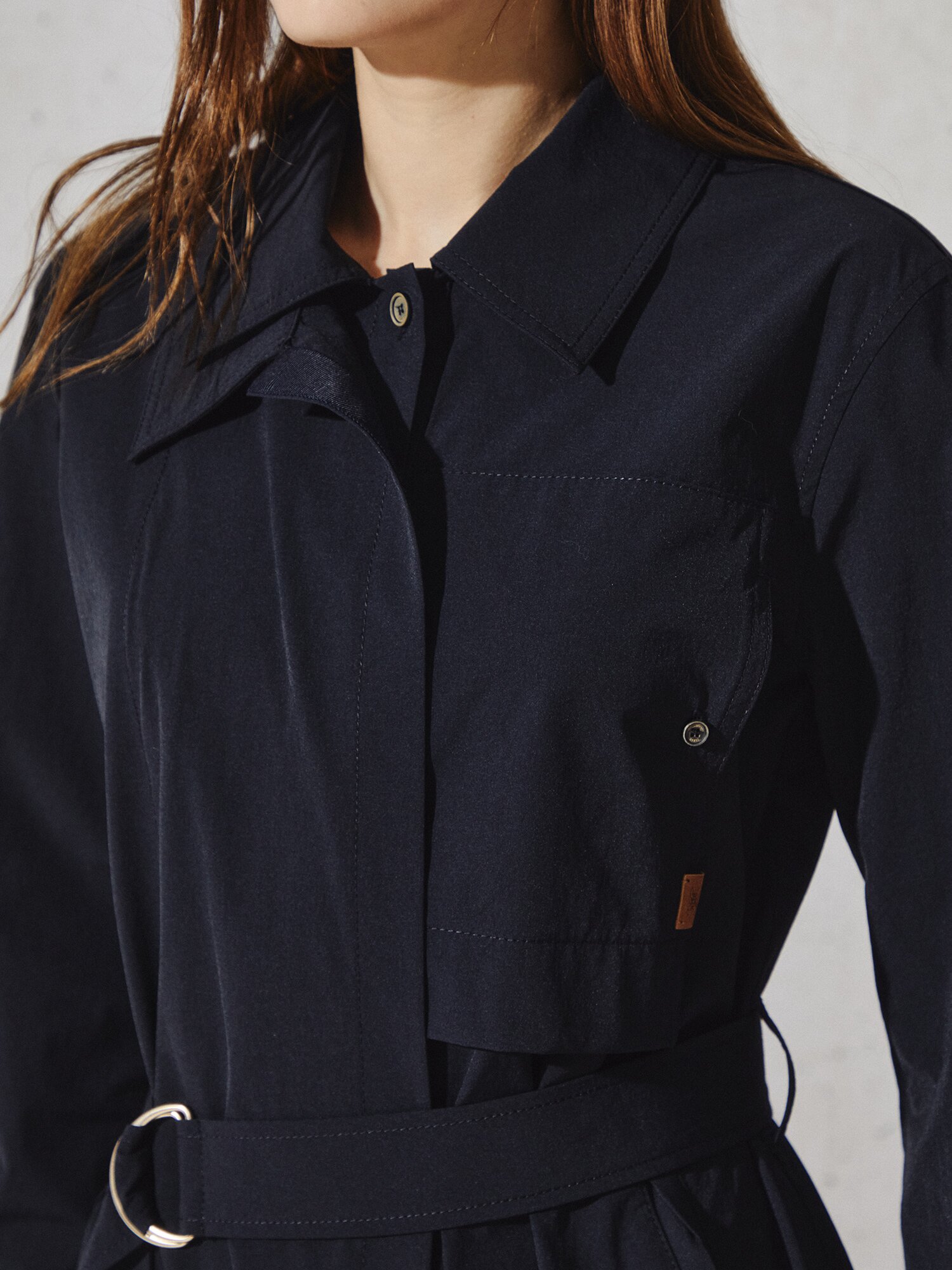 모노 실루엣 트렌치 셔츠 원피스 (DARK NAVY)