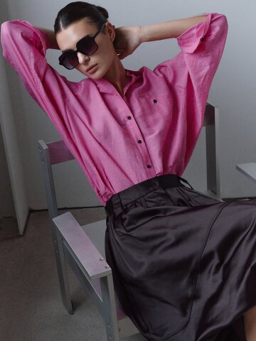 비비드 린넨 블렌드 오버 셔츠 