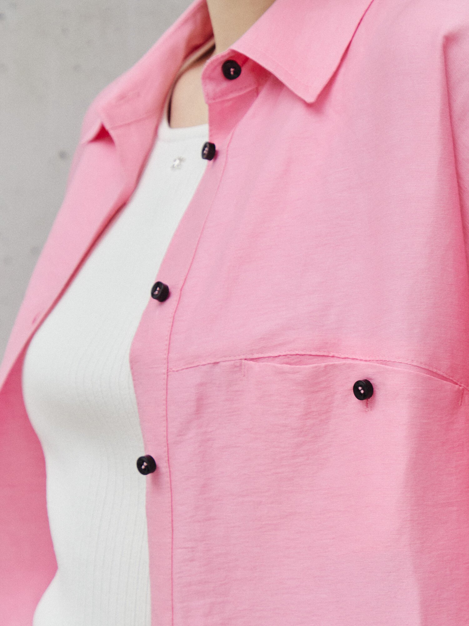 비비드 린넨 블렌드 오버 셔츠 (PINK)