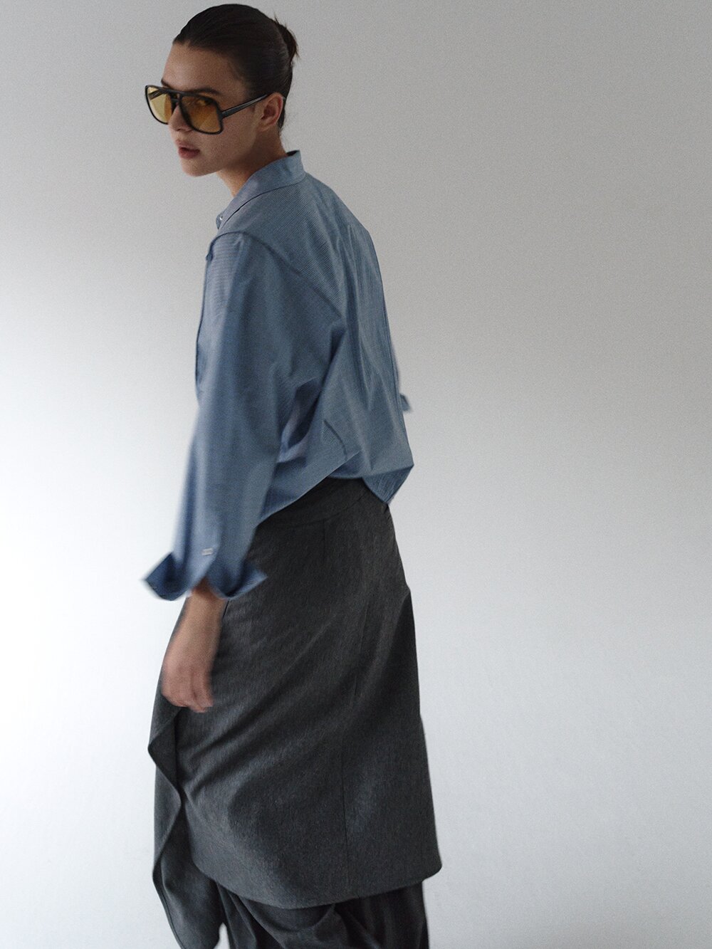 시그니처 레터링 코튼 체크 셔츠 (CHECK BLUE)