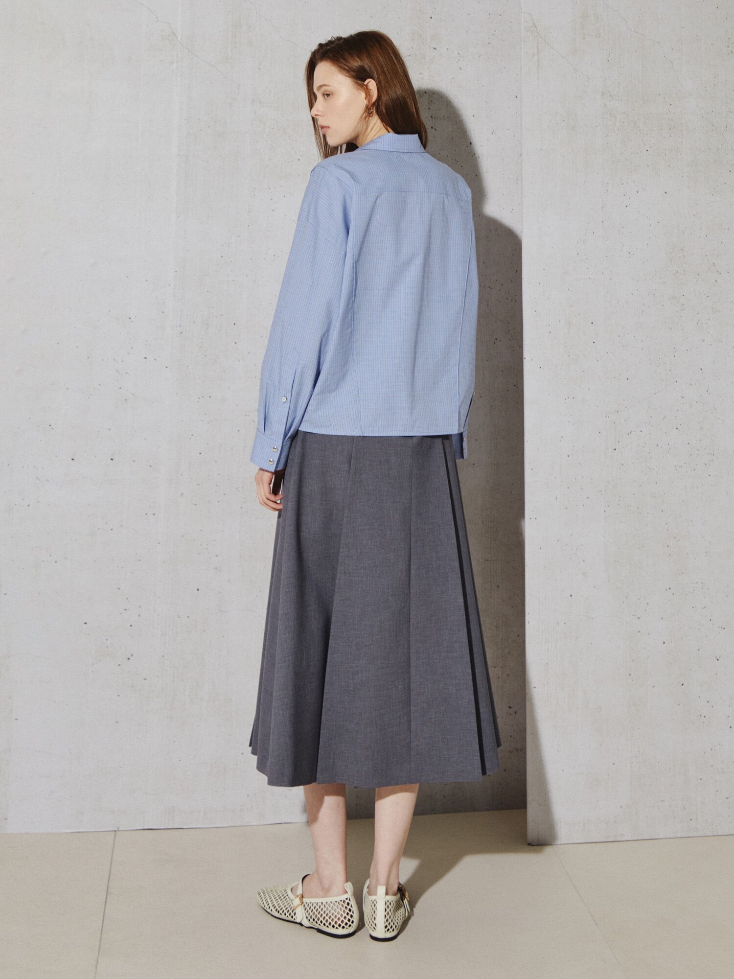 시그니처 레터링 코튼 체크 셔츠 (CHECK BLUE)