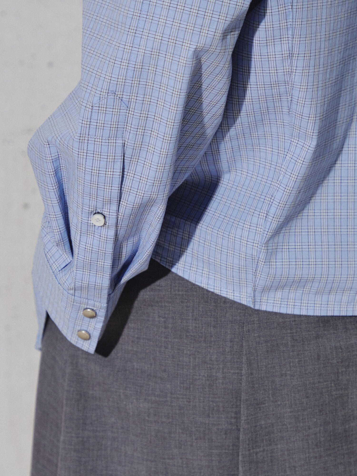 시그니처 레터링 코튼 체크 셔츠 (CHECK BLUE)