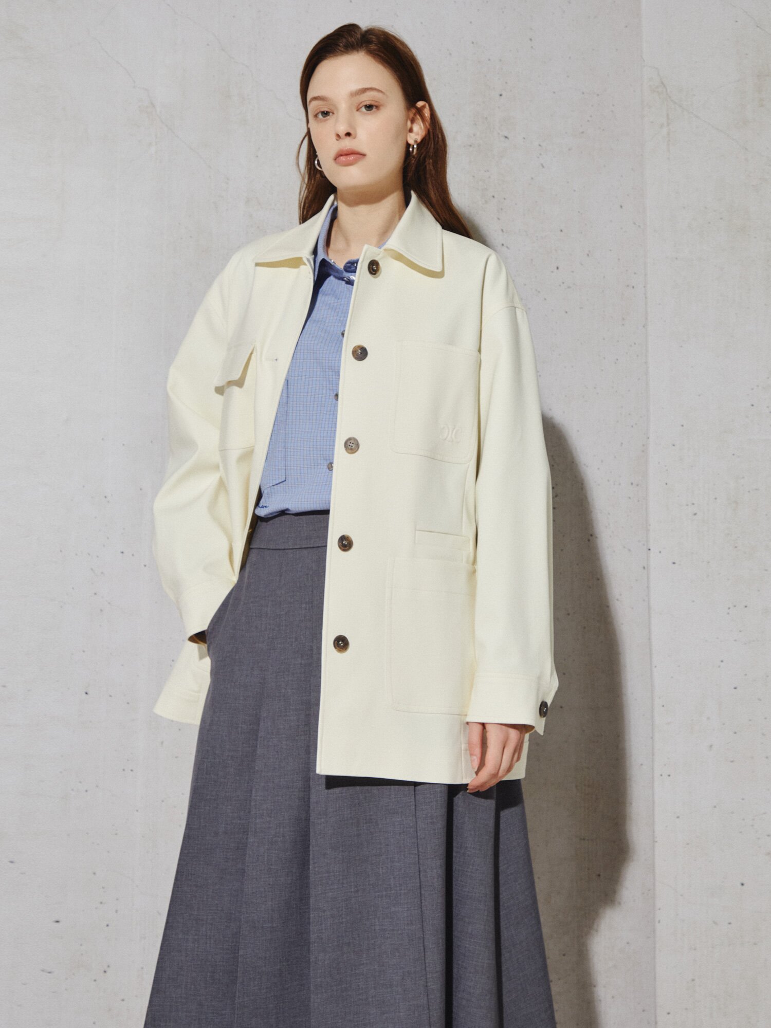 시그니처 레터링 코튼 체크 셔츠 (CHECK BLUE)