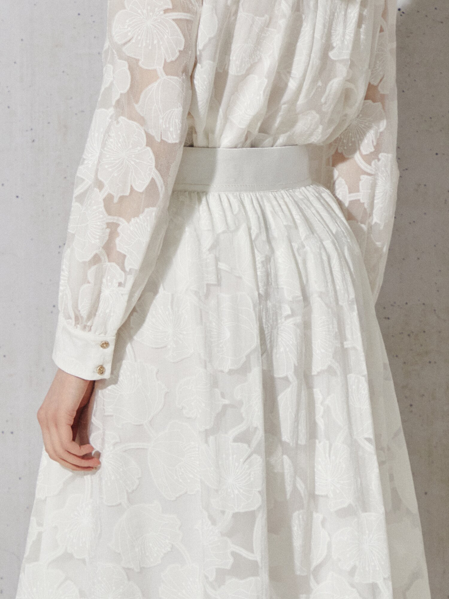 블룸 시어 자카드 레이어 스커트 (IVORY)