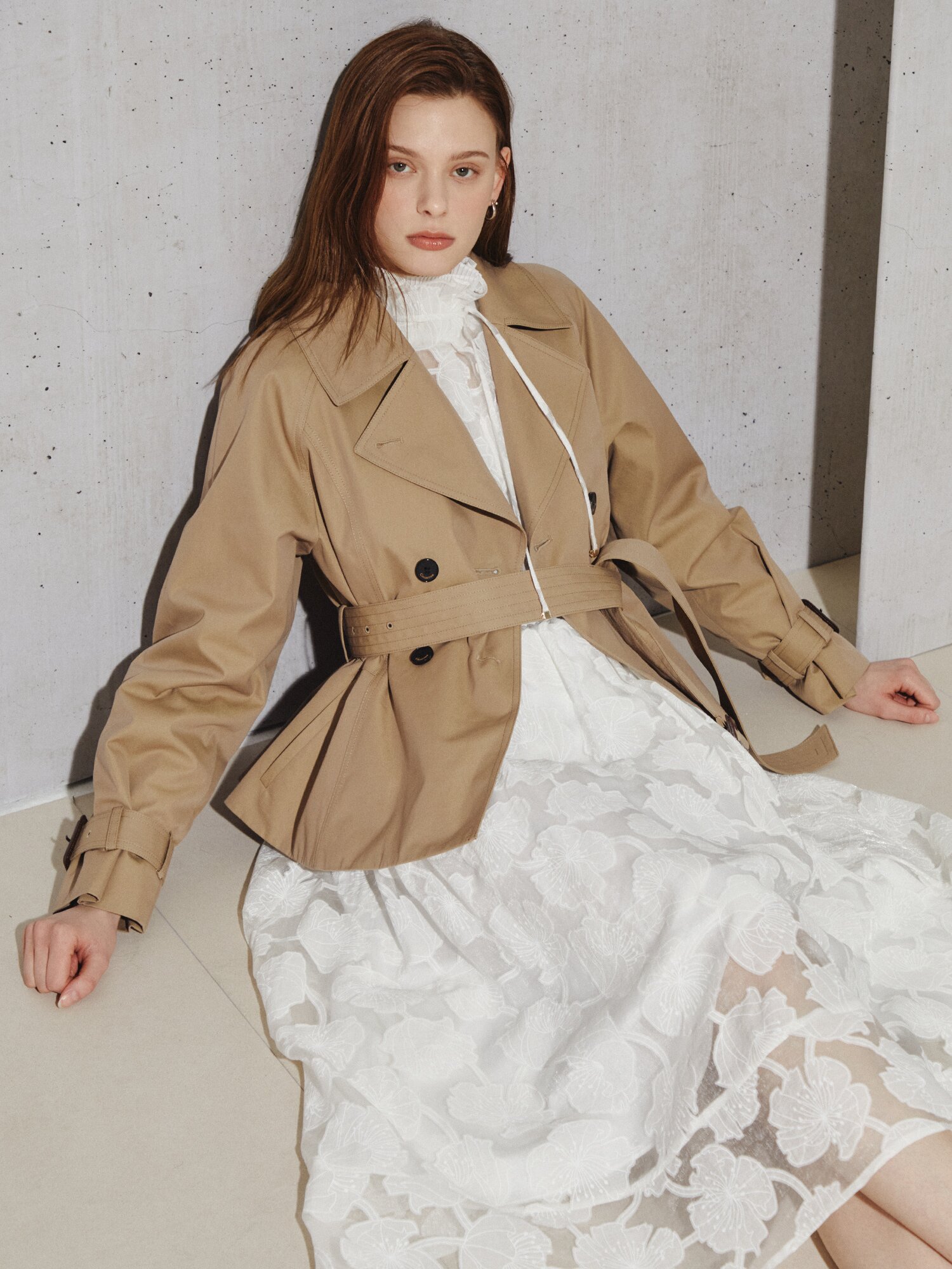 블룸 시어 자카드 레이어 스커트 (IVORY)