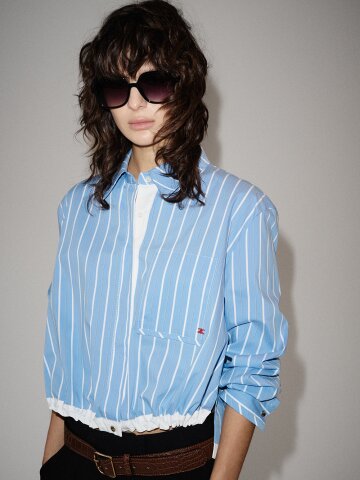 리니어 블록 레이어 블라우스 (STRIPE BLUE)